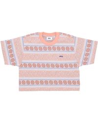 Obey - Tops ,Veelkleurig ,Katoen Gestreepte Crop Tee Perzik Zand Multi - Lyst