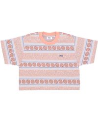 Obey - Tops ,Veelkleurig ,Katoen Gestreepte Crop Tee Perzik Zand Multi - Lyst