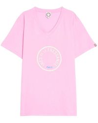Ines De La Fressange Paris - Rosa v-ausschnitt t-shirt mit logo,weiße v-ausschnitt t-shirt mit druck - Lyst
