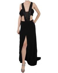 John Richmond Crystal Gown Flare Dress - Zwart