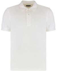 Tom Ford - Tops ,Wit ,Katoen Piqué Polo Shirt Met Ribboorden - Lyst