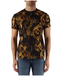 Versace - T-shirt slim fit in cotone con stampa all over - Lyst