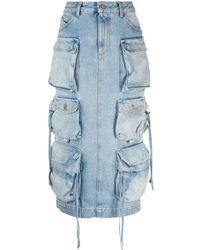 The Attico - Falda azul de algodón con bolsillos cargo - Lyst