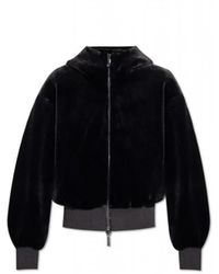 Emporio Armani - Omkeerbaar Blouson Van Imitatiebont Met Capuchon En Rits - Lyst