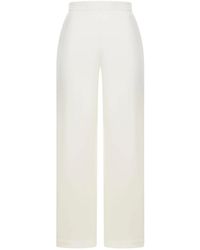 Max Mara - Broeken ,Wit ,Katoen Pure Wit Zijde Katoen Elastische Taille Broek - Lyst