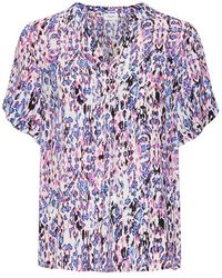 Saint Tropez - Overhemden ,Veelkleurig ,Roze Ikat Paint Korte Mouw Top - Lyst