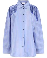 ANDAMANE - Overhemden ,Blauw ,Katoen Miley Shirt Met Franjes - Lyst