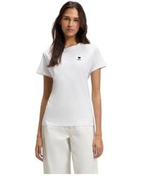 BOSS - Tops ,Wit ,Katoen T-Shirt Met Geborduurd Logo - Lyst