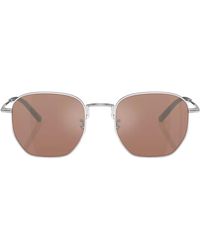 Oliver Peoples - Einzigartige sechseckige sonnenbrille mit verspiegelten braunen gläsern - Lyst