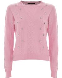 Kocca - Strickpullover mit strass und zopfmuster - Lyst