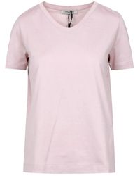 Max Mara - Tops ,Roze ,Katoen Roze Katoen V-Hals T-Shirts En Polos - Lyst