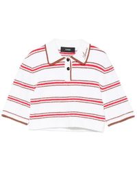 Amiri - Striped Logo-Embroidered Polo Top - Lyst