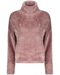 Herno - Truien & Vesten ,Roze ,Katoen Trui Met Een Hoge Elegante Kraag - Lyst