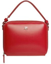 Courreges - Rubinrote leder-schultertasche - Lyst