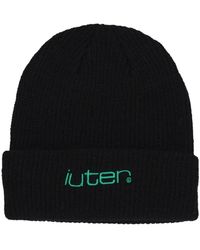 Iuter - Accessoires ,Zwart ,Wol Zwarte Grid Beanie Muts - Lyst
