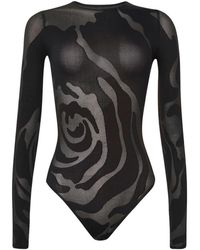 Wolford - Tops ,Zwart ,Katoen Rose Shadow String Body - Lyst
