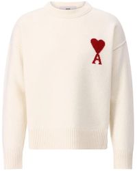 Ami Paris - Adc Crewneck Off And Wool Sweater - Lyst
