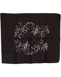 Dolce & Gabbana - Sciarpa RRP 100% seta marrone con stampa di uccelli 80 cm x 95 cm - Lyst