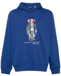 Polo Ralph Lauren - Blaue sweaters mit kordelzug-kapuze und polo bear - Lyst
