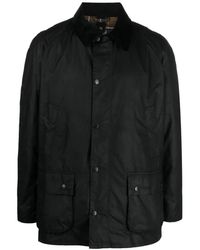 Barbour - Jassen ,Zwart ,Katoen Zwarte Was Katoenen Jas Corduroy Kraag - Lyst