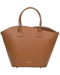 ESTRO - Braun premium italienische leder shopper tasche - Lyst