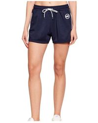 Michael Kors - Korte Broeken ,Blauw ,Polyester Contrast-Trim Graphic Logo Piqué Track Shorts - Lyst