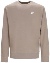 Nike - Club Crew Bb Sweatshirt Met Ronde Hals Kaki/Wit - Lyst