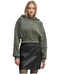 Alpha Industries - Hoodies & Sweatvesten ,Groen ,Katoen Hoodie Met Ceintuur - Lyst