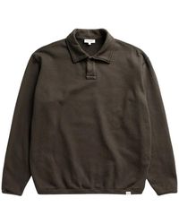Norse Projects - Tops ,Groen ,Katoen Hjartdal Geborsteld Diagonaal Katoen Fleece Polo - Lyst
