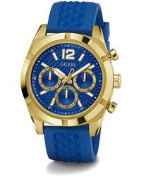 Guess - Resistance multifunktions blau gold uhr - Lyst