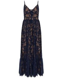 MICHAEL Michael Kors - Kleedjes ,Blauw ,Katoen Gebloemde Maxi-Jurk Van Kant - Lyst