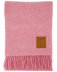 Ganni - Roze Wol Dubbelzijdige Sjaal - Lyst