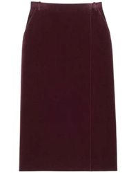Saint Laurent - Rokken ,Rood ,Katoen Burgundy Velvet Midi Rok - Lyst