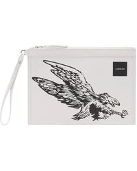 Lanvin - Weiße Leder Herren Pouch Geldbörse - Lyst