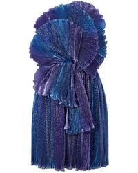 Alberta Ferretti - Kleedjes ,Blauw ,Polyester Elegant Jurk Met Glanzende Details - Lyst