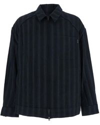 Juun.J - Jassen ,Zwart ,Katoen Classic Collar Striped Jacket - Lyst