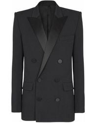 Balmain - Blazer Aus Grain-De-Poudre Mit Revers Aus Satin - Lyst
