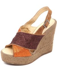 Espadrilles - Glitzer Keilsandalette - Lyst