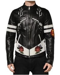 Dolce & Gabbana - Jassen ,Zwart ,Leer Guns N' Roses Full Zip Biker Jacket - Lyst