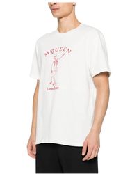 McQueen - Tops ,Wit ,Katoen Katoenen T-Shirt Met Ronde Hals - Lyst