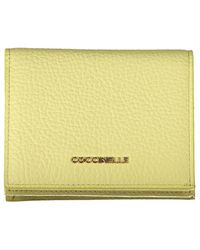 Coccinelle - Accessoires ,Groen ,Gele Leren Portemonnee Met Muntvak - Lyst