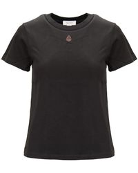 McQueen - Tops ,Zwart ,Katoen T-Shirt Met Ronde Hals - Lyst