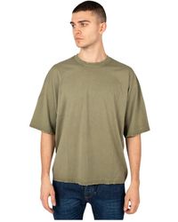 Xagon Man - Tops ,Groen ,Katoen Oversize C-Hals T-Shirt Met Ruwe Afwerking - Lyst