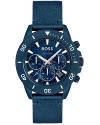 HUGO - Accessoires ,Blauw ,Nylon Admiral Solar Quartz Chronograph Horloge - Lyst