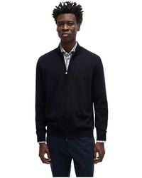 HUGO - Blauwe Wol Vest Met Rits - Lyst