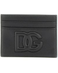 Dolce & Gabbana - Logoed lederkartenhalter mit dg-logo,kartenhalter aus leder mit logo - Lyst