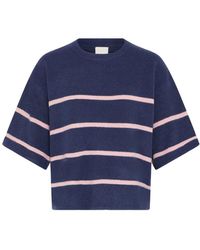 Ichi - Truien & Vesten ,Blauw ,Wol Blauwe Gebreide Trui Met Zephyr - Lyst