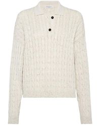 Brunello Cucinelli - R cable-knit sequin sweater - Lyst