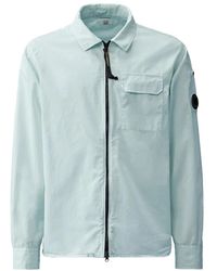 C.P. Company - Blaues baumwoll regular fit hemd - Lyst