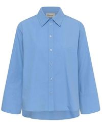 My Essential Wardrobe - Overhemden ,Blauw ,Katoen Sunna Boxy Shirt 2.0 - Lyst